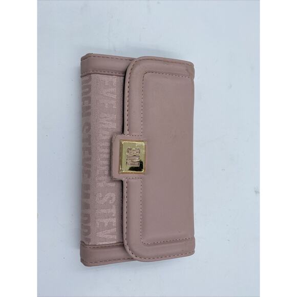 Steve Madden Handbags - Steve Madden Pink and Gold Bar Trifold Wallet Button Snap Close